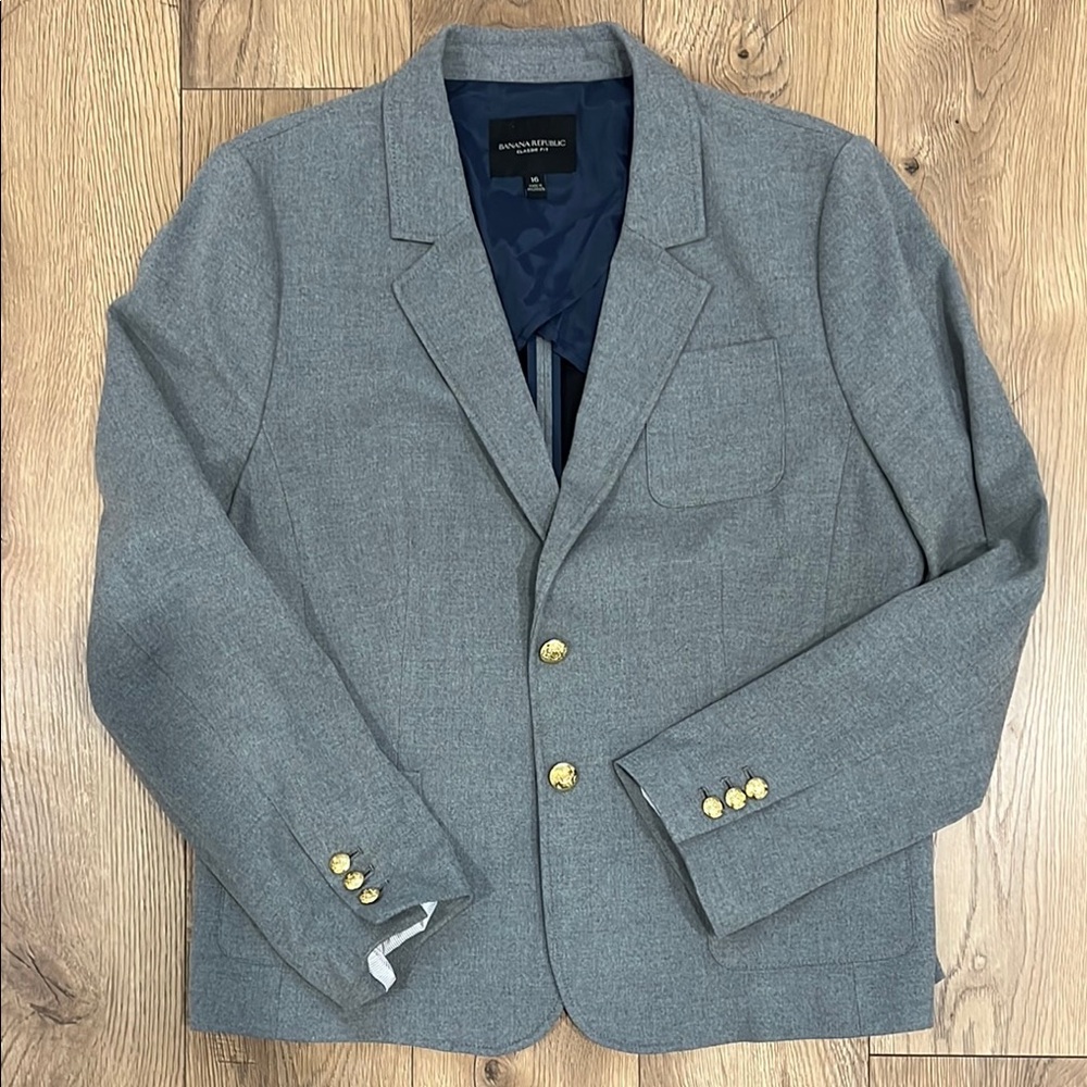 Banana Republic Women’s Gray Blazer with Gold Buttons